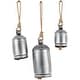 preview thumbnail 36 of 77, Gold, Gray, Bronze, Black or Red Metal Tibetan Inspired Decorative Cow Bells with Jute Hanging Rope (Set of 3)