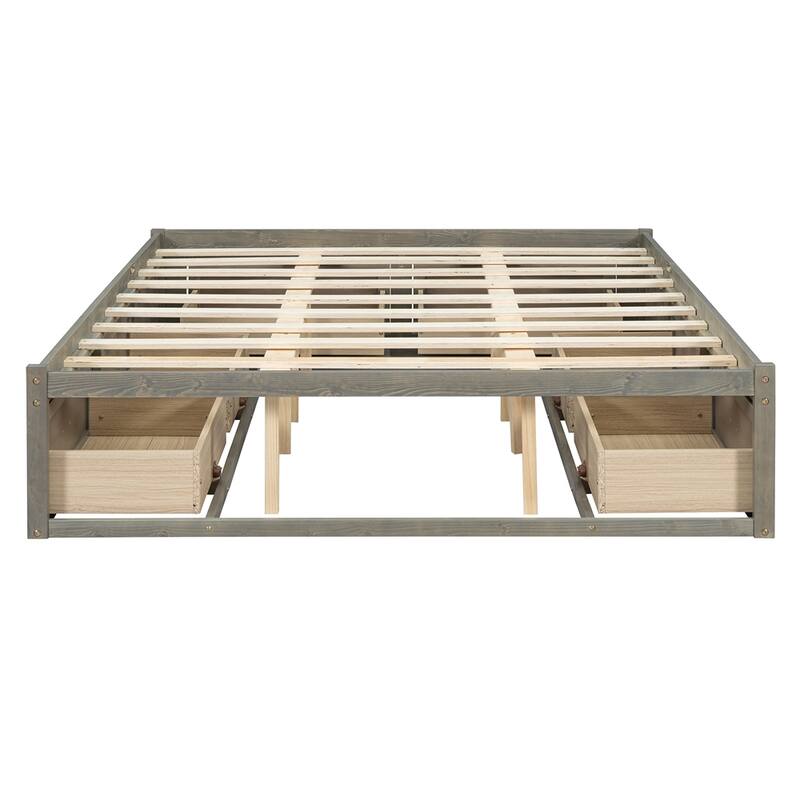 Queen Size Platform Bed with 6 Storage Drawers