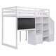 preview thumbnail 10 of 26, Twin Loft Bed with 4-Tier Built-in Shelves, Pull-Out Desk, Storage Stairs, Blackboard Slat Support Loft Bed for Kids Teens