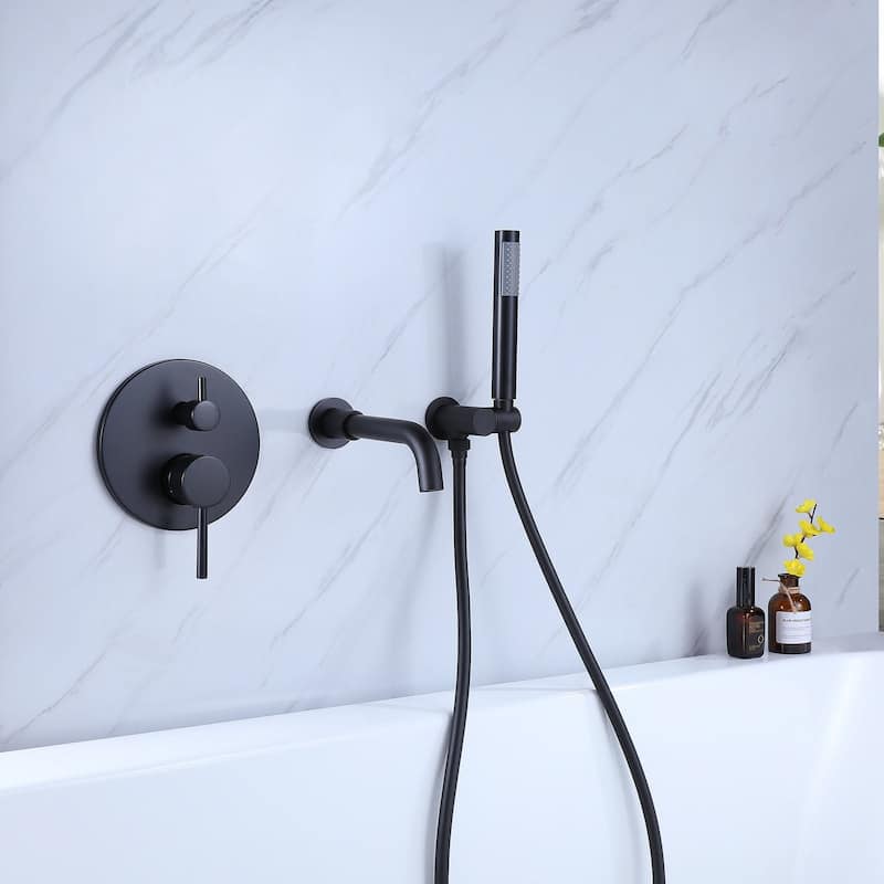 7.48 inch Wall-Mounted Rectangular Shower System in Matte Black - Bed ...