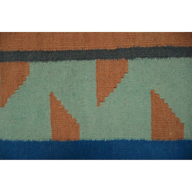 Hand Woven Oriental 100% Wool Carpet Southwestern Tribal Green Kilim Area Rug - 9' 11'' X 8' 6''