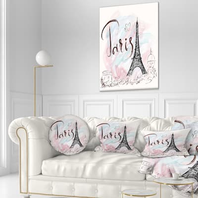 Designart "with Paris Eiffel Tower" Abstract Cityscape Canvas Print