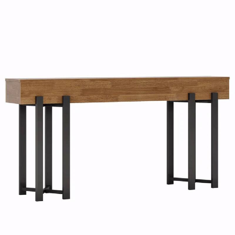 63" Rustic Industrial Console Table with Black Iron Hairpin Legs