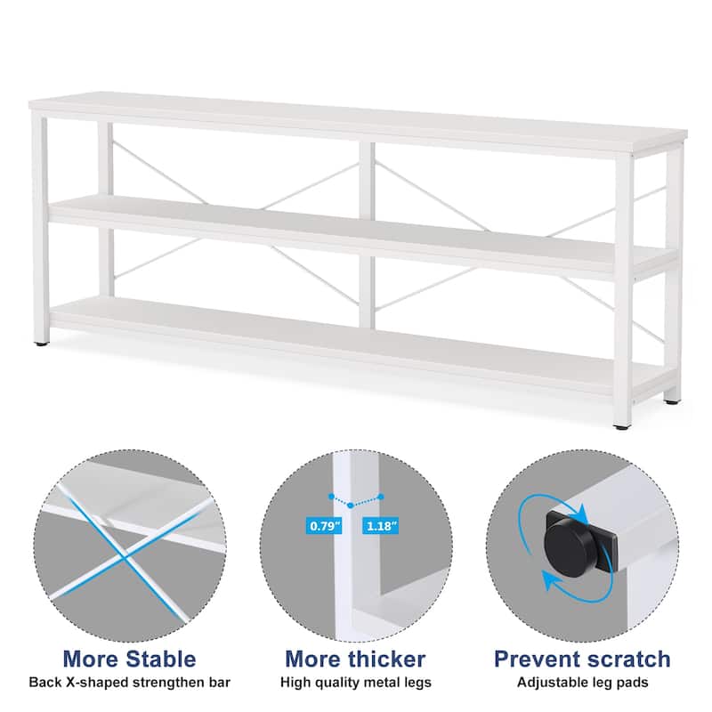 70.8" Extra Long Narrow Console Table Sofa Table Entryway Table with 3 Tiers Storage Shelves