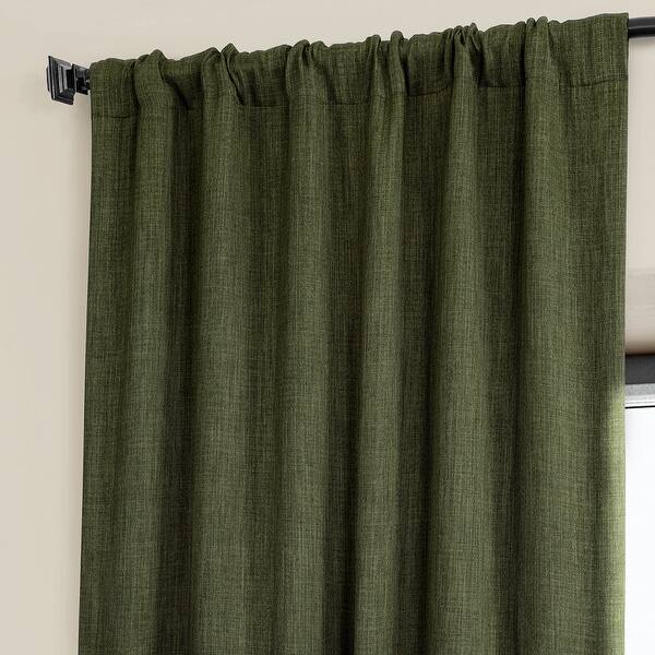 Exclusive Fabrics Faux Linen Room Darkening Curtain (1 Panel) - 50 X 84 - Khaki Green