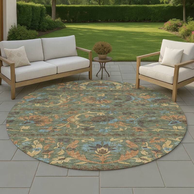 Machine Washable Indoor/ Outdoor Global Alix Chantille Rug - Basil - 8' x 8'