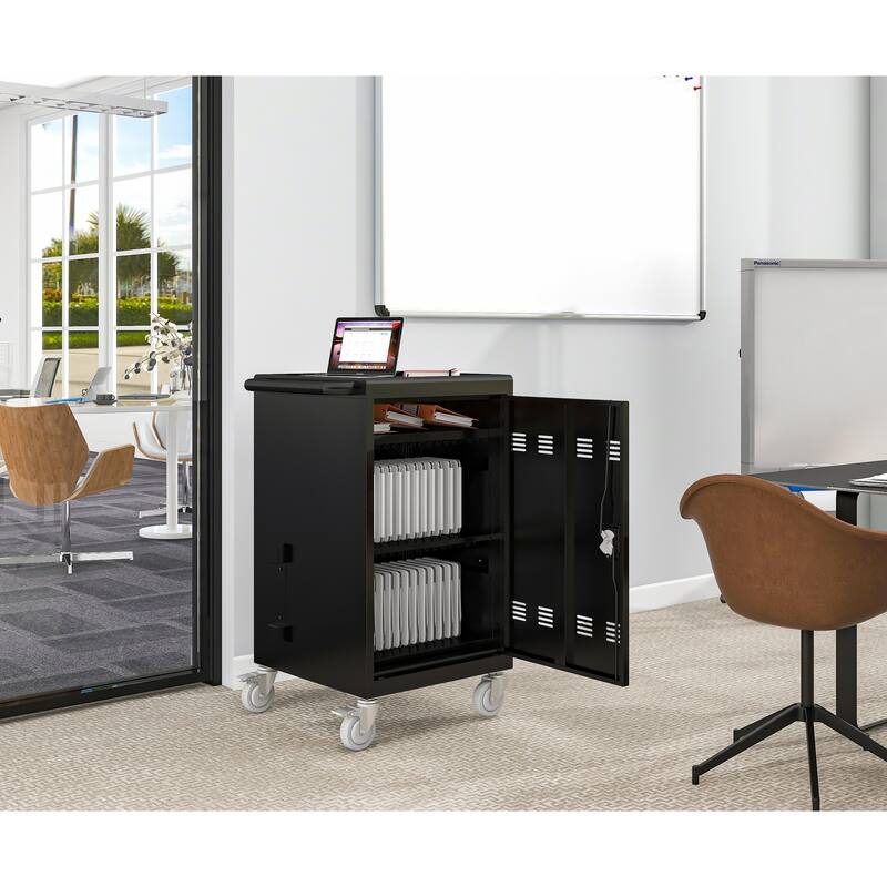 Mobile Charging Cart and Cabinet for Tablets Laptops 30-Device