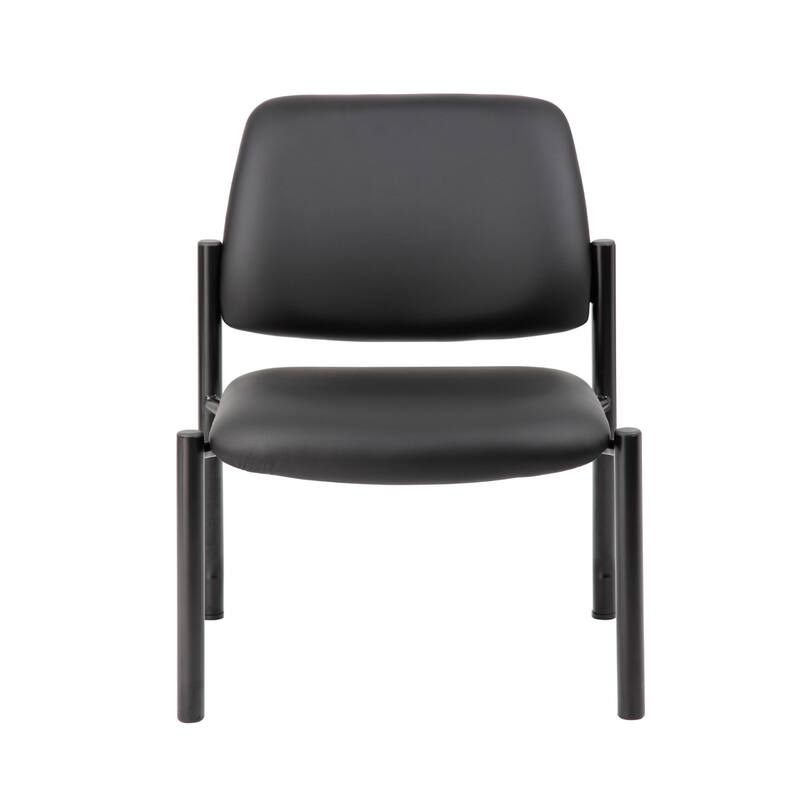 Lea Big and Tall XL Reception Chair, Black Antimicrobial Vinyl, 400 lbs