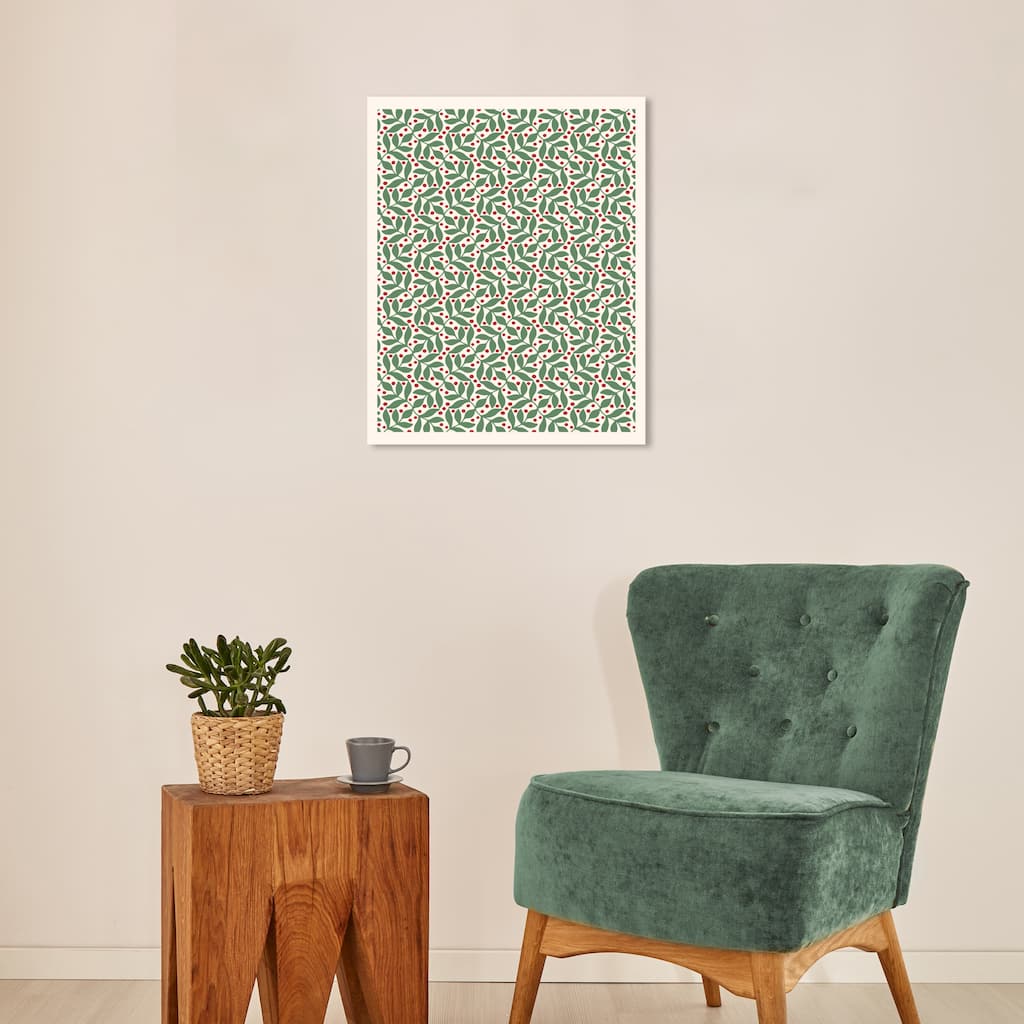 Wynwood Studio Canvas Holiday and Seasonal Christmas Vine Pattern Green Modern & Contemporary Wall Art Canvas Print
