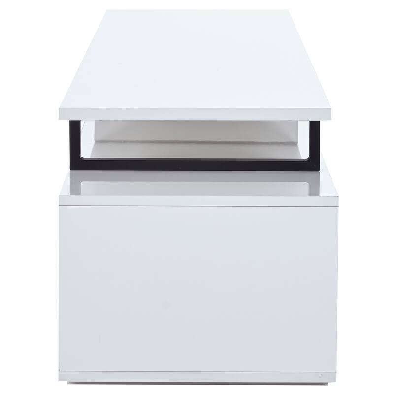 Minimalist Rectangle Extendable TV Stand, TV Cabinet with 2 Drawers and 1 Cabinet