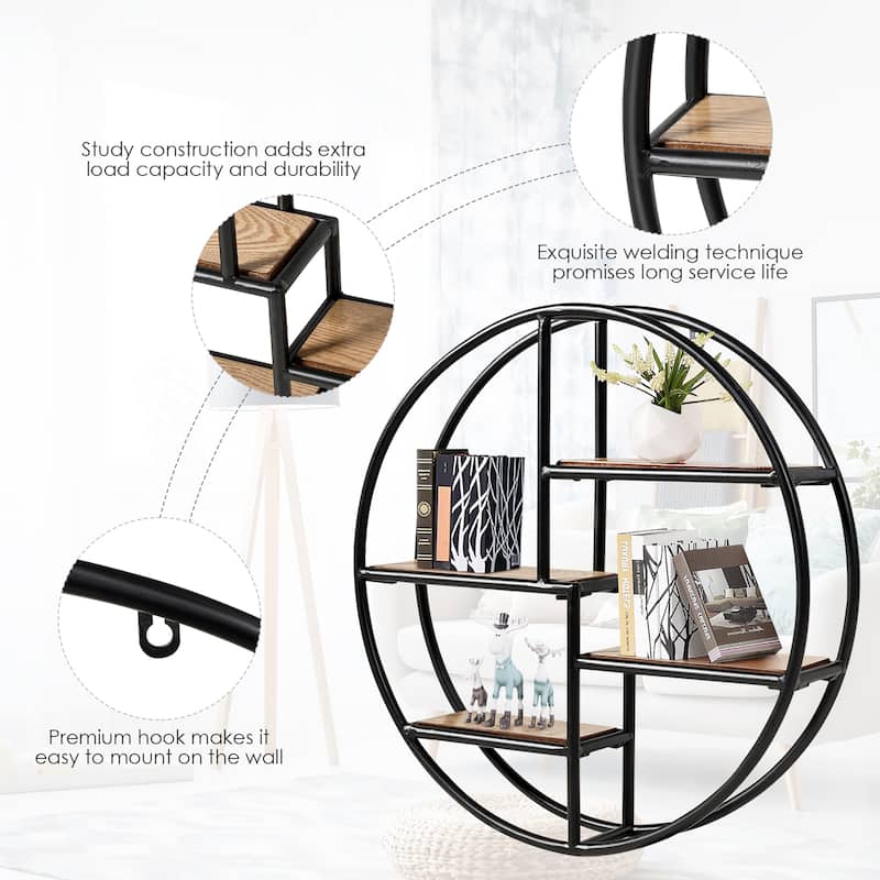 Wall Mounted Circular Shelf Round Wall Hanging 4Tier Shelves