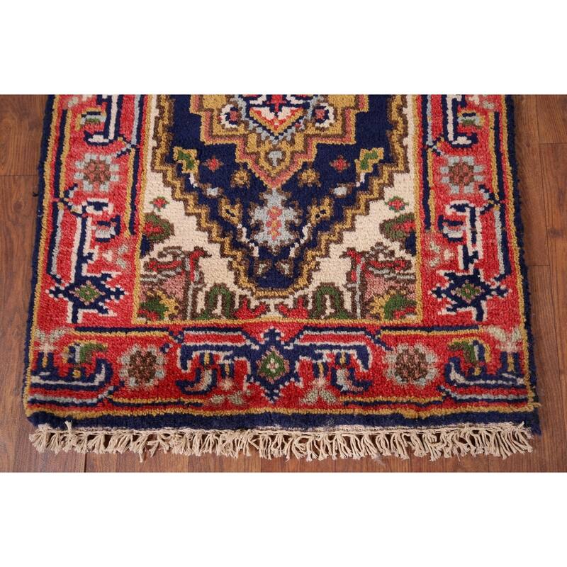 Navy Blue Heriz Serapi Accent Rug Handmade Traditional Wool Carpet - 2'0" x 3'0"