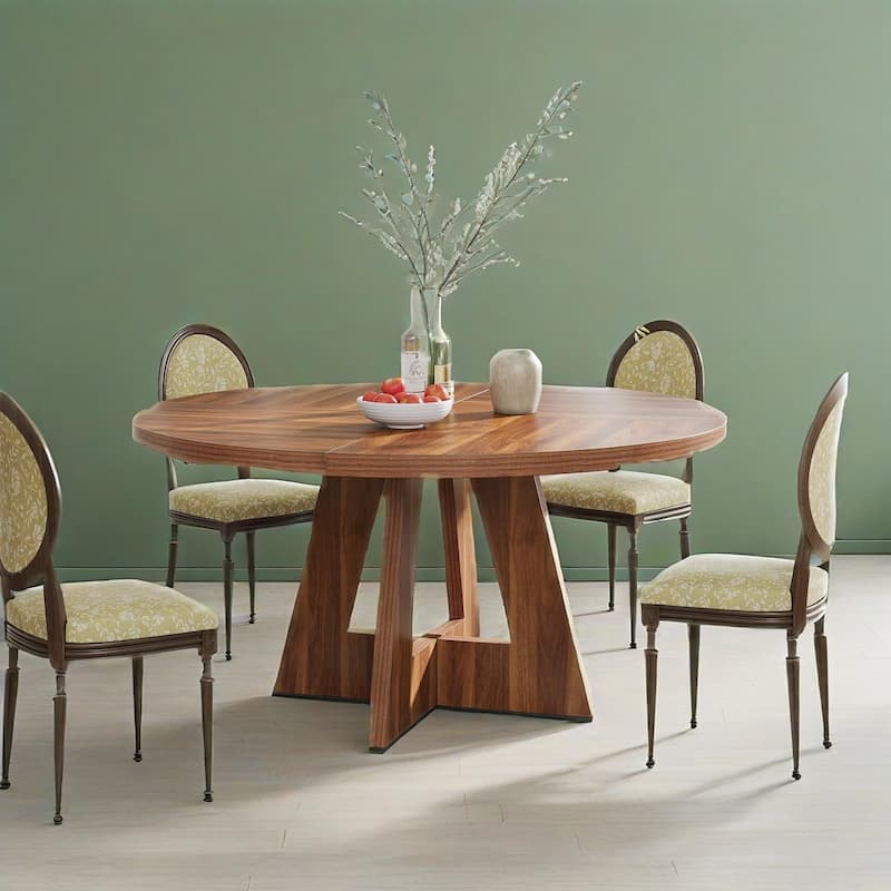 MDF Round Dining Table with Sturdy Pedestal Base - 47.24” x 47.24” x 29.53”