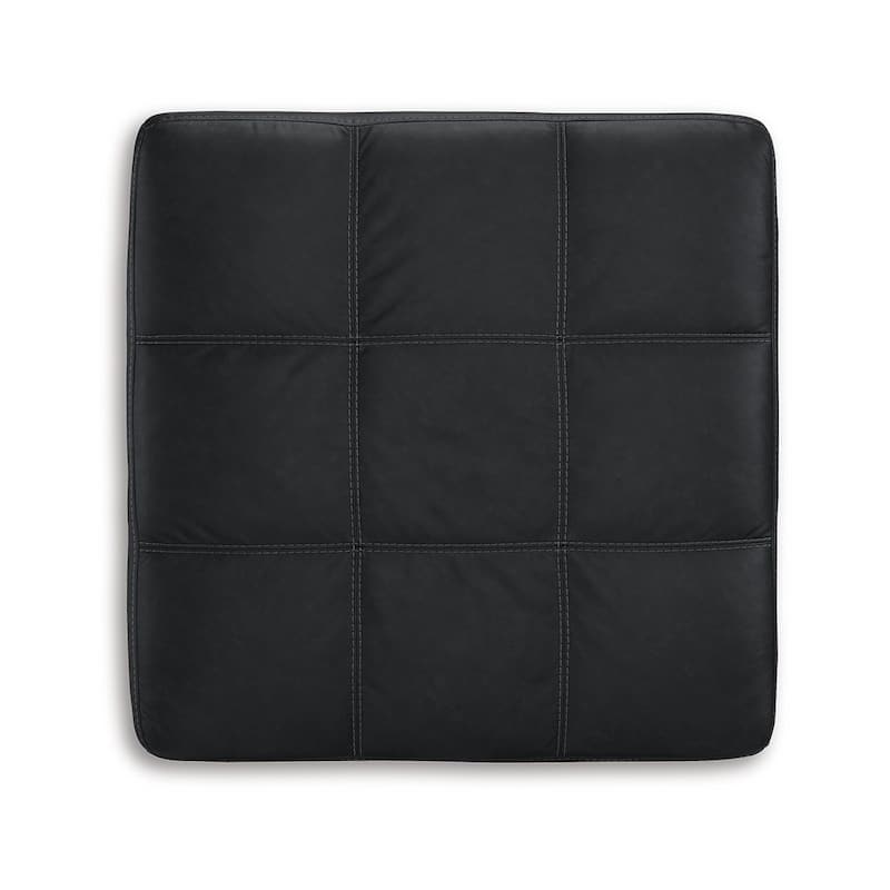 Barl Oversized Ottoman, Classic Black Faux Leather Cushion, 36 Inch
