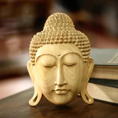 Handmade Buddha's Wood Eternal Bliss Masks (Indonesia)