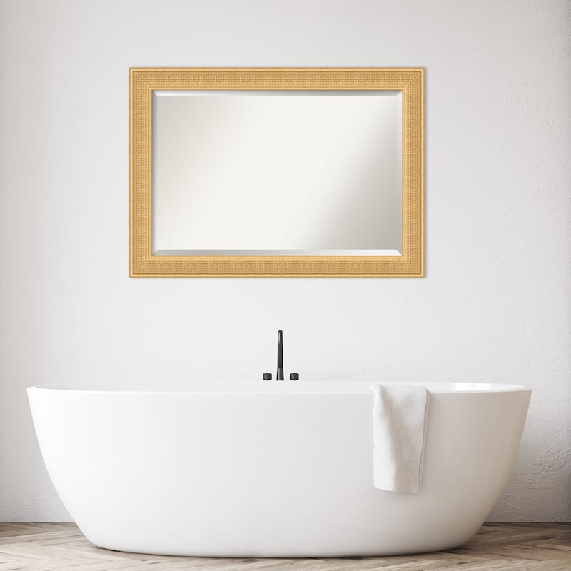 Trellis Beveled Wood Framed Bathroom Vanity Wall Mirror - Trellis Gold