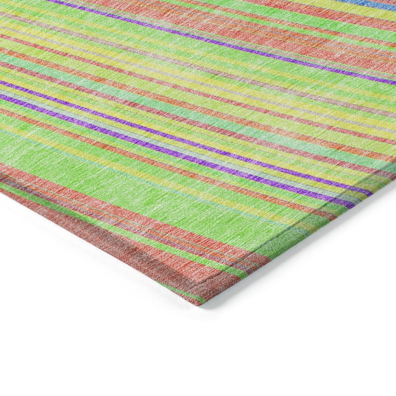 Machine Washable Indoor/ Outdoor Stripe Wave Chantille Rug