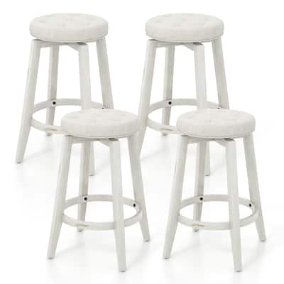 Gymax Set of 4 Swivel Bar Stools 26'' Counter Height Upholstered Seats