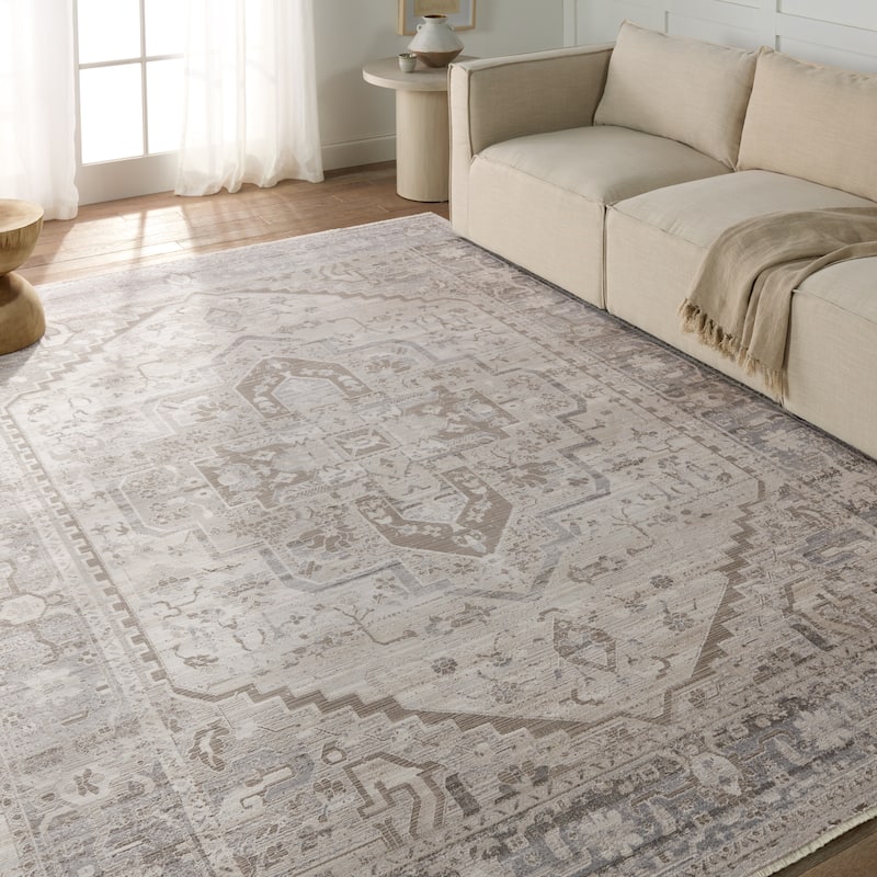 Venn Medallion Taupe/ Silver Area Rug
