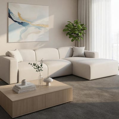 Whisper Upholstered Conversation Set with Modular Chairs, Attachable Arms and Ottoman Living Room Sectional Set