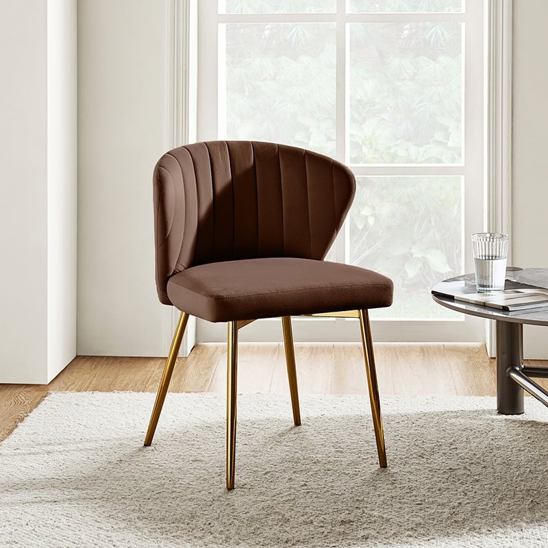 Aruna 20" Modern Velvet Tufted Back Accent Chair with Metal Legs by HULALA HOME
