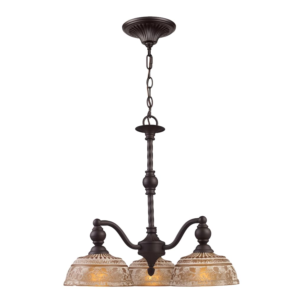 Norwich 21-inch Wide 3-Light Chandelier in Oiled Bronze - 21in W x 21in D x 21in H
