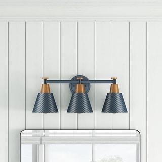 Modern Dark Blue Bathroom Vanity Light with Hammered Metal Shade Finish - Bed Bath & Beyond ...