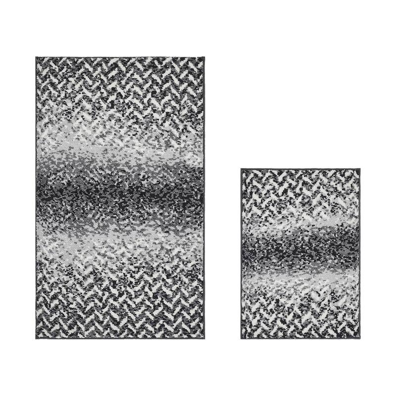 Better Trends Casablanca Collection 100% Micro Polyester Soft Plush & Absorbent Water Machine Washable 2 Piece Bath Rug Set