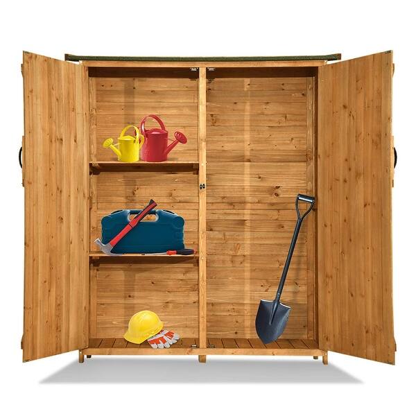 Shop Mcombo 64 Tall Garden Storage Shed Fir Wood Shed Tool