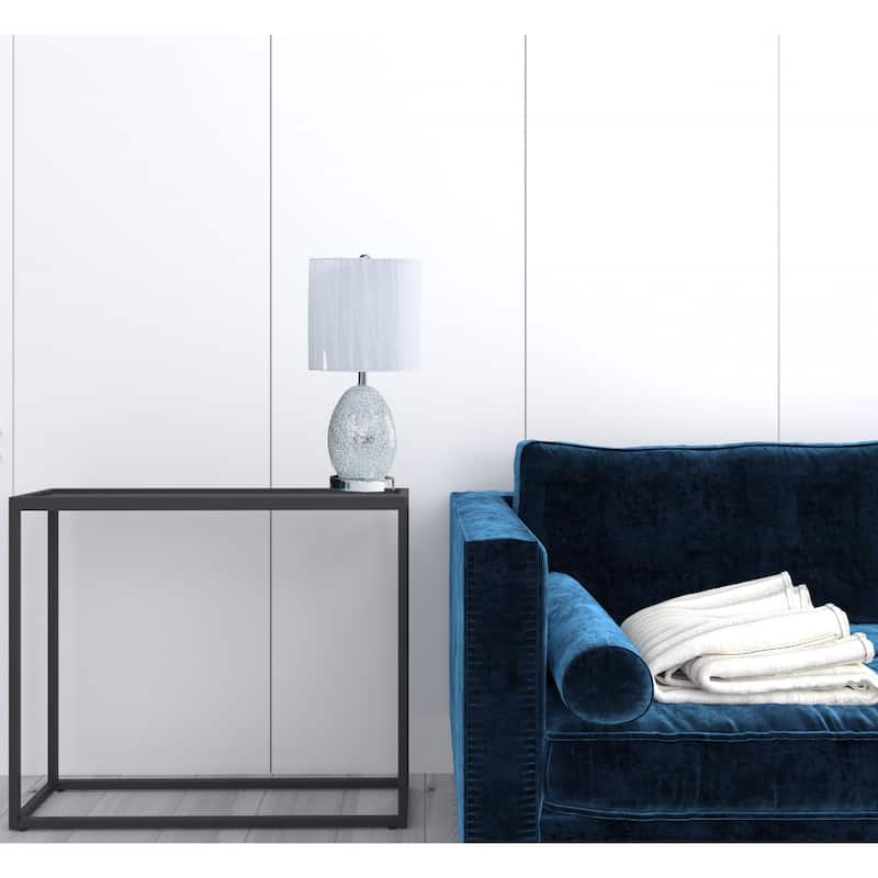 Modern 20 Inch Mirrored Glass Table Lamp with Integrated Night Light - 9.50" x 9.50" x 20" - White