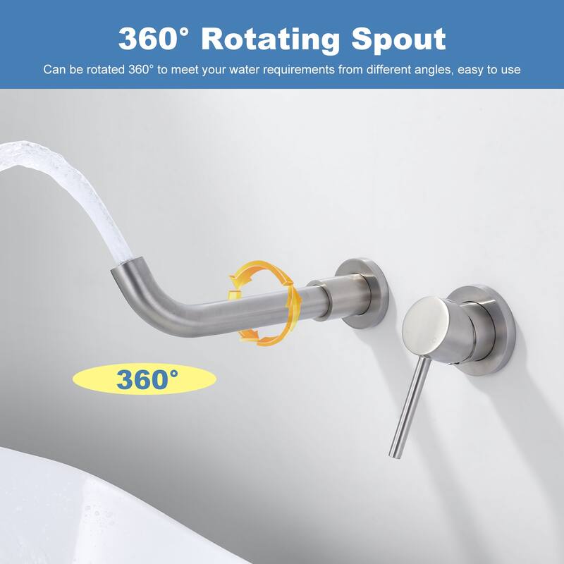 WOWOW Wall Mount Single Handle Bathroom Faucet