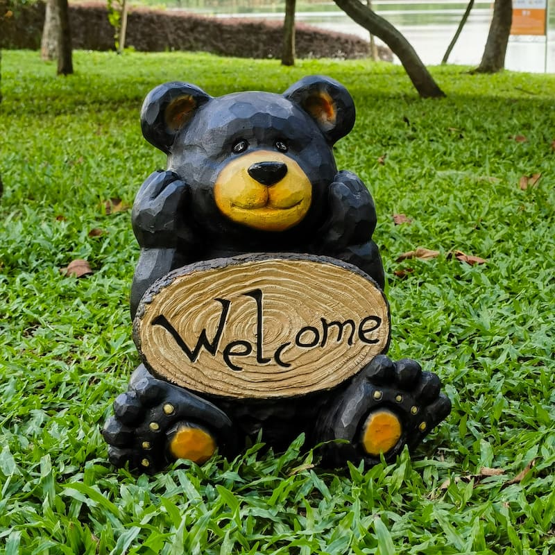 Thinking Bear Outdoor Welcome Garden Sign - 14.75"