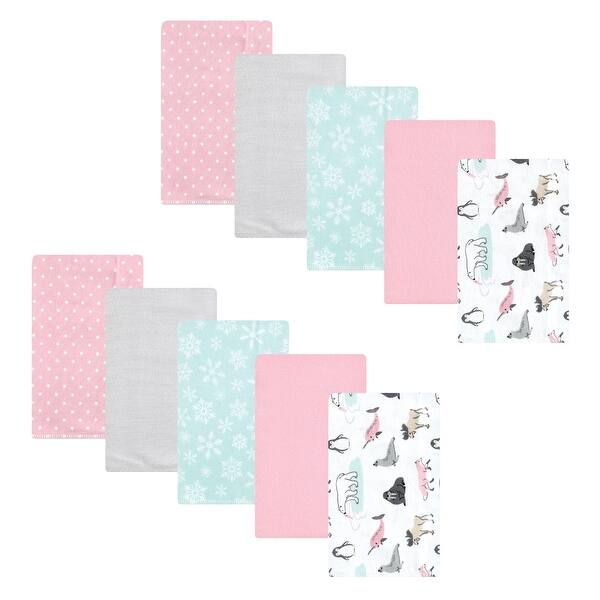 slide 1 of 1, Hudson Baby Infant Girl Cotton Flannel Burp Cloths, Girl Arctic Animals, One Size - Girl Arctic Animals - One Size One Size - Girl Arctic Animals