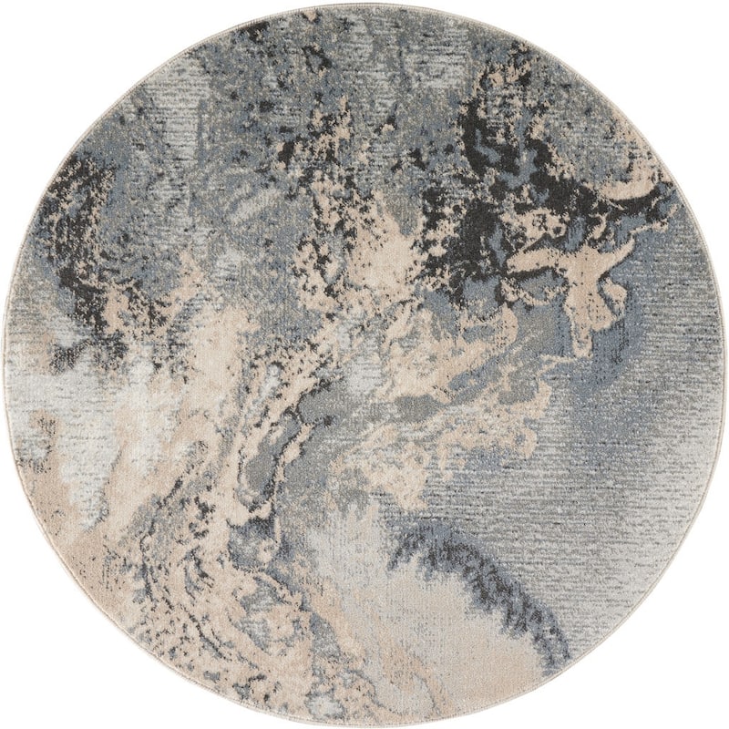 Power Loomed Geometric Abstract Modern Stain Resistant Area Rug - 63' X '63' X '0.5