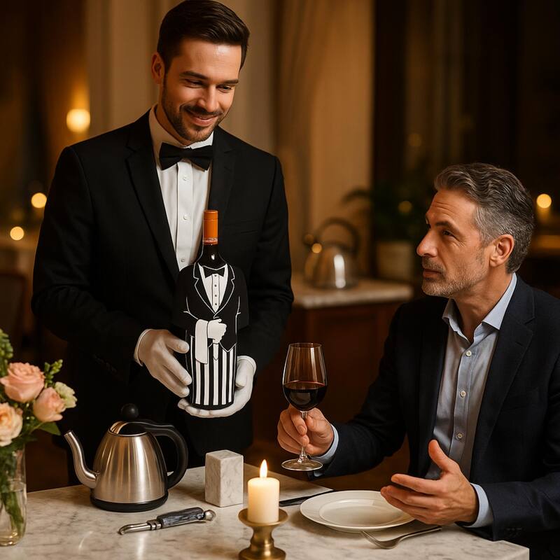 Creative Home Neoprene Butler Shape Single Wine Bottle Cover Jacket, Wine Chiller Jacket