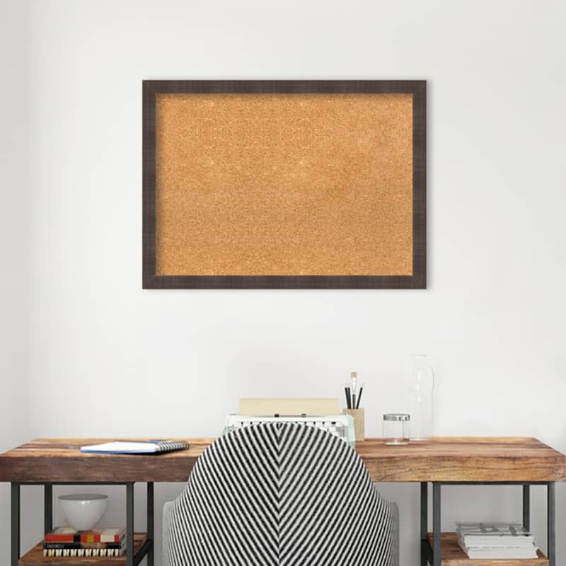 Whiskey Brown Rustic Wood Framed Natural Corkboard Bulletin Board