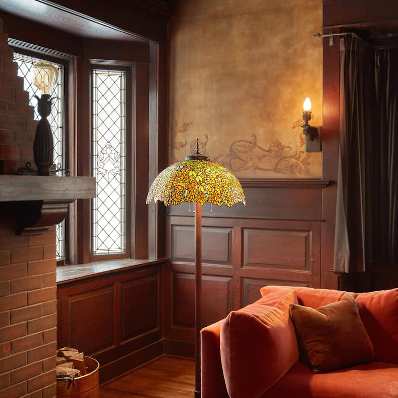 Calliope River of Goods Tiffany-Style Laburnum Stained Glass 65-Inch Floor Lamp - 22" x 22" x 65"