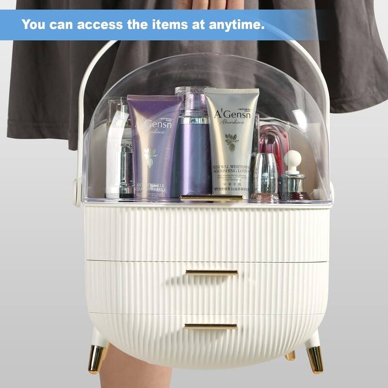 Makeup Organizer,Cosmetics Display Case With 2-Layer Storage Box - 11.2*7.2*14.5in,