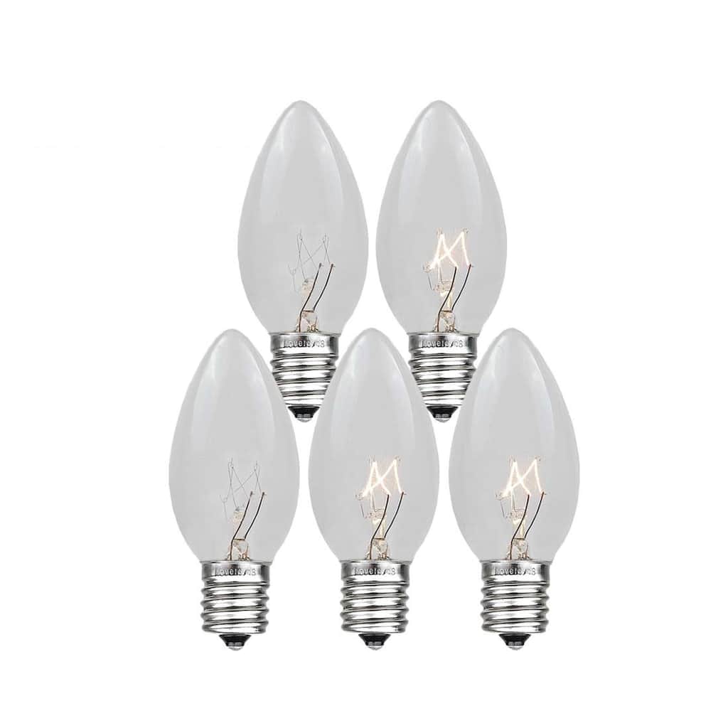 25 Pack C7 Twinkle Outdoor Christmas Replacement Bulbs, C7/E12 Base