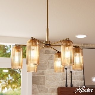 Hunter + Jasmine Roth Beverly Glen Ribbed Glass Round and Linear Chandelier - Transitional, Contemporary, Glam