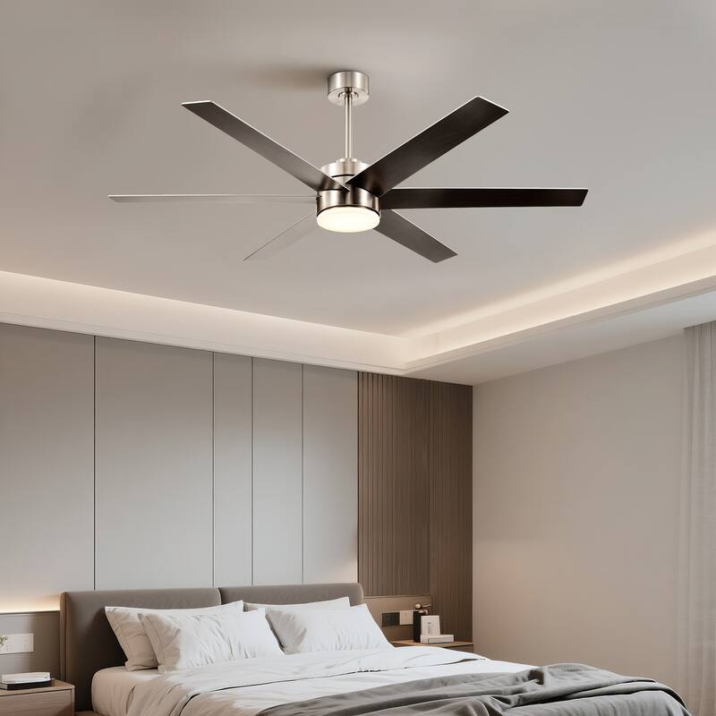 Brushed Nickel 62 in. Integrated LED 6-Speed Color Changing Indoor Ceiling Fan