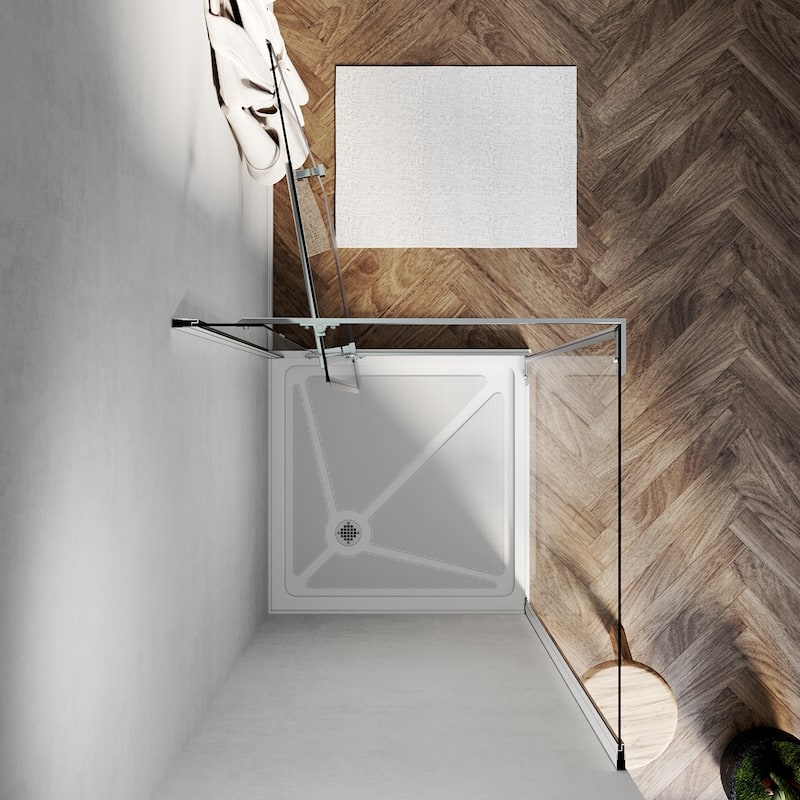 Elegant 36 in. W x 36 in. D x 72 in. H Corner Square Shower Enclosure with 3 Pivot Doors in Chrome Finish