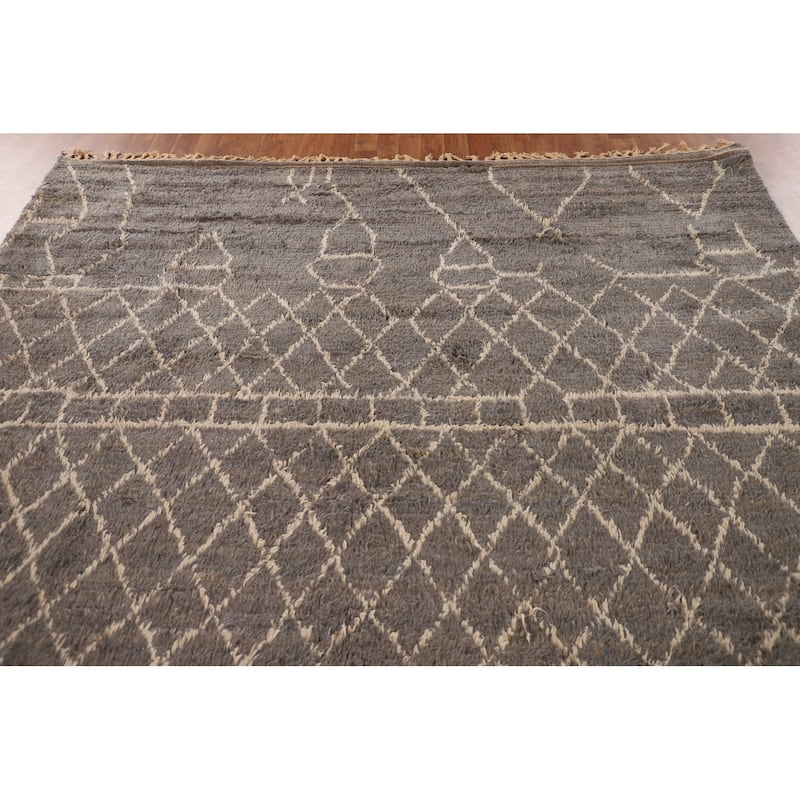Trellis / Moroccan Area Rug Hand-Knotted Oriental Wool Carpet - 7'9" x 11'0"