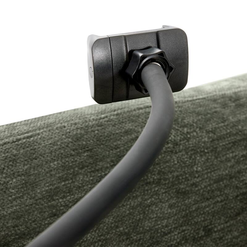 U Shaped Modular Sectional Sofa with Movable Ottoman, Chenille Upholstered 5-Seater Sofa with 2 USB Ports & Phone Holder