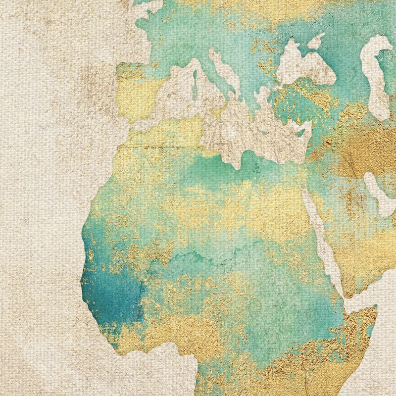 Golden World Map by Willowbrook Fine Art Canvas Art Print