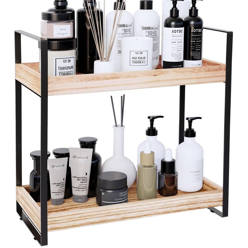 2-Tier Bathroom Counter Organizer - 6.8"D x 13.8"W x 13.4"H - Black - 6.8"D x 13.8"W x 13.4"H