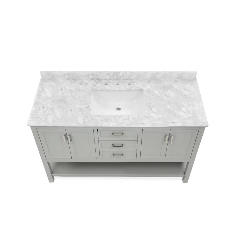 Furniture of America Anya 49" Single Bathroom Vanity with White Carrera Marble Top and Undermount Sink