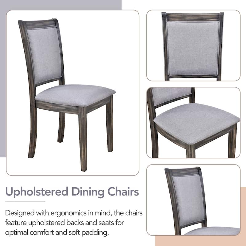 76.9" Extendable Dining Table with 4 Upholstered Chair and 1 Bench