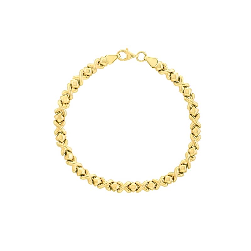 Curata 14k Yellow Gold Mini Xo Stampato Bracelet 7.50 Inch