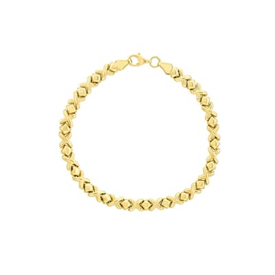 Curata 14k Yellow Gold Mini Xo Stampato Bracelet 7.50 Inch